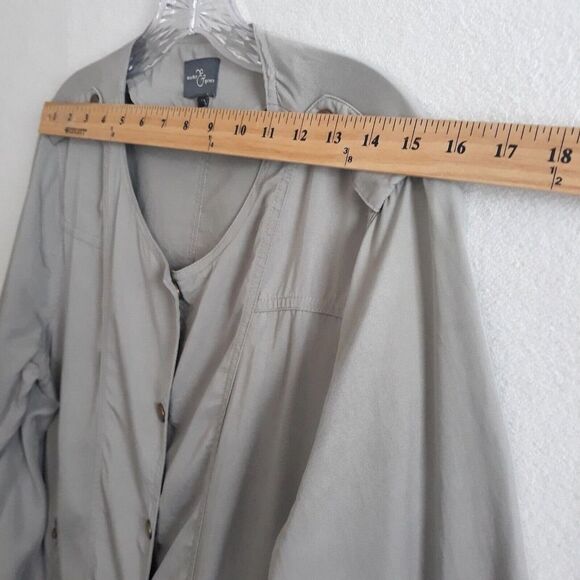 Market & Spruce Jacket Top Womens Large Green Hip Length Drawstring Lightweight - Picture 5 of 10